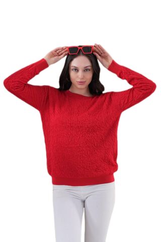 Kadın Bisiklet Yaka Büzgülü Kazak 12833 BGL-ST04228 LACİVERT - M/L