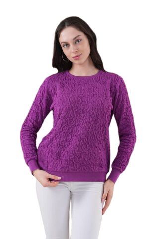 Kadın Bisiklet Yaka Büzgülü Kazak 12833 BGL-ST04228 LACİVERT - M/L