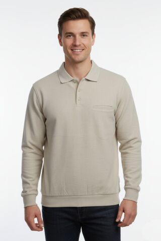 Erkek Polo Yaka Cepli Selanik Sweatshirt Regular Kalıp BGL-ST04872 PETROL - 2XL