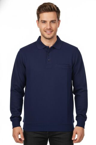 Erkek Polo Yaka Cepli Selanik Sweatshirt Regular Kalıp BGL-ST04872