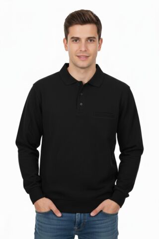 Erkek Polo Yaka Cepli Selanik Sweatshirt Regular Kalıp BGL-ST04872