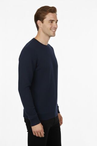 Erkek Sıfır Yaka Petek Doku Regular Fit Sweatshirt BGL-ST04950 LACİVERT - 2XL