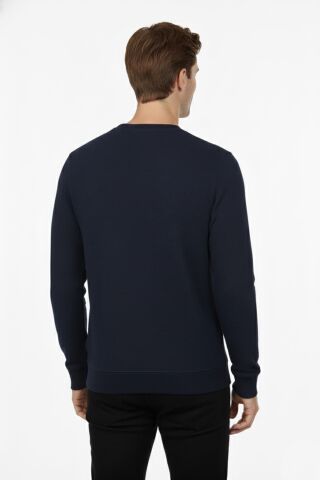 Erkek Sıfır Yaka Petek Doku Regular Fit Sweatshirt BGL-ST04950 LACİVERT - 2XL