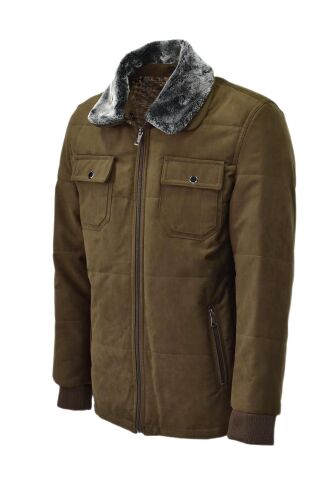 Erkek Spor Peluş Yaka Süet Mont 3126 BGL-ST03996 A.KAHVE - XL