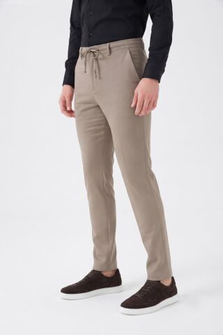 Erkek Regular Kalıp Jogger Pantolon Armürlü Kumaş BGL-ST05633 BEJ - 40