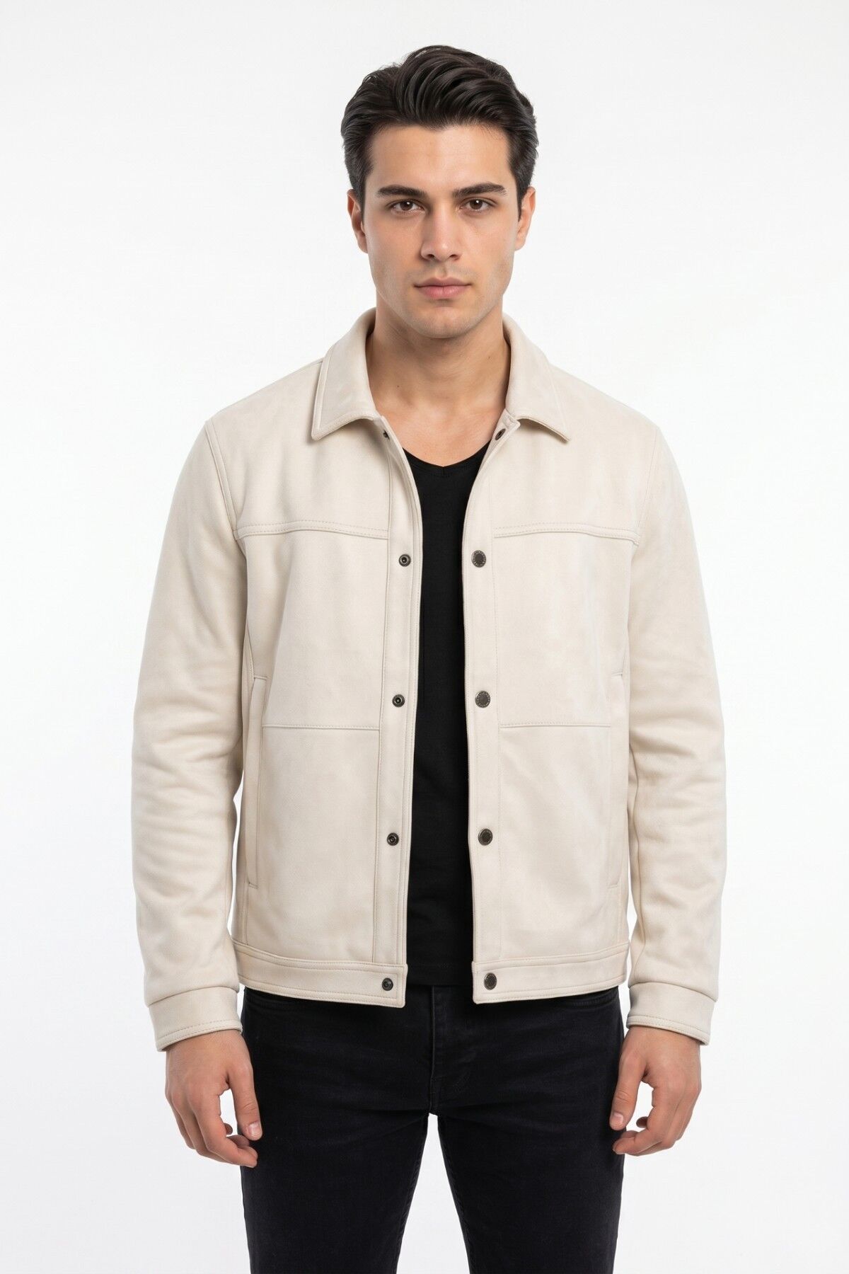 Erkek Siyah Regular Fit Mevsimlik Süet Spor Mont BGL-ST05437 TAŞ - XL