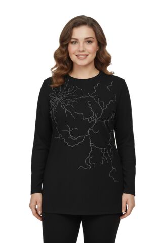 Kadın Önü Nakışlı Bluz BGL-ST05089 SİYAH - 44