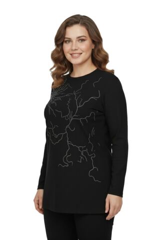 Kadın Önü Nakışlı Bluz BGL-ST05089 SİYAH - 44