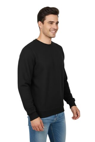 Erkek Sıfır Yaka Petek Doku Regular Fit Sweatshirt BGL-ST04950 SİYAH - M