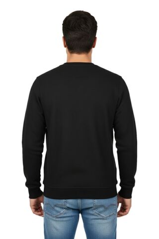 Erkek Sıfır Yaka Petek Doku Regular Fit Sweatshirt BGL-ST04950 SİYAH - M