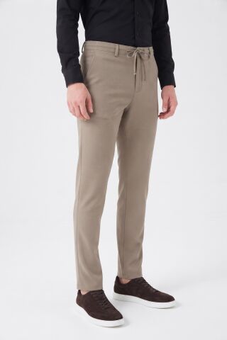 Erkek Regular Kalıp Jogger Pantolon Armürlü Kumaş BGL-ST05633 BEJ - 44