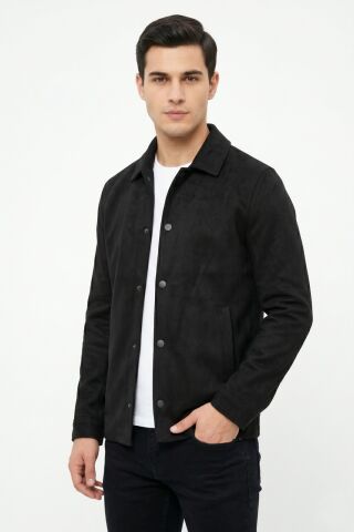 Erkek Siyah Regular Fit Mevsimlik Süet Spor Mont BGL-ST05436