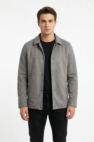 Erkek Siyah Regular Fit Mevsimlik Süet Spor Mont BGL-ST05436