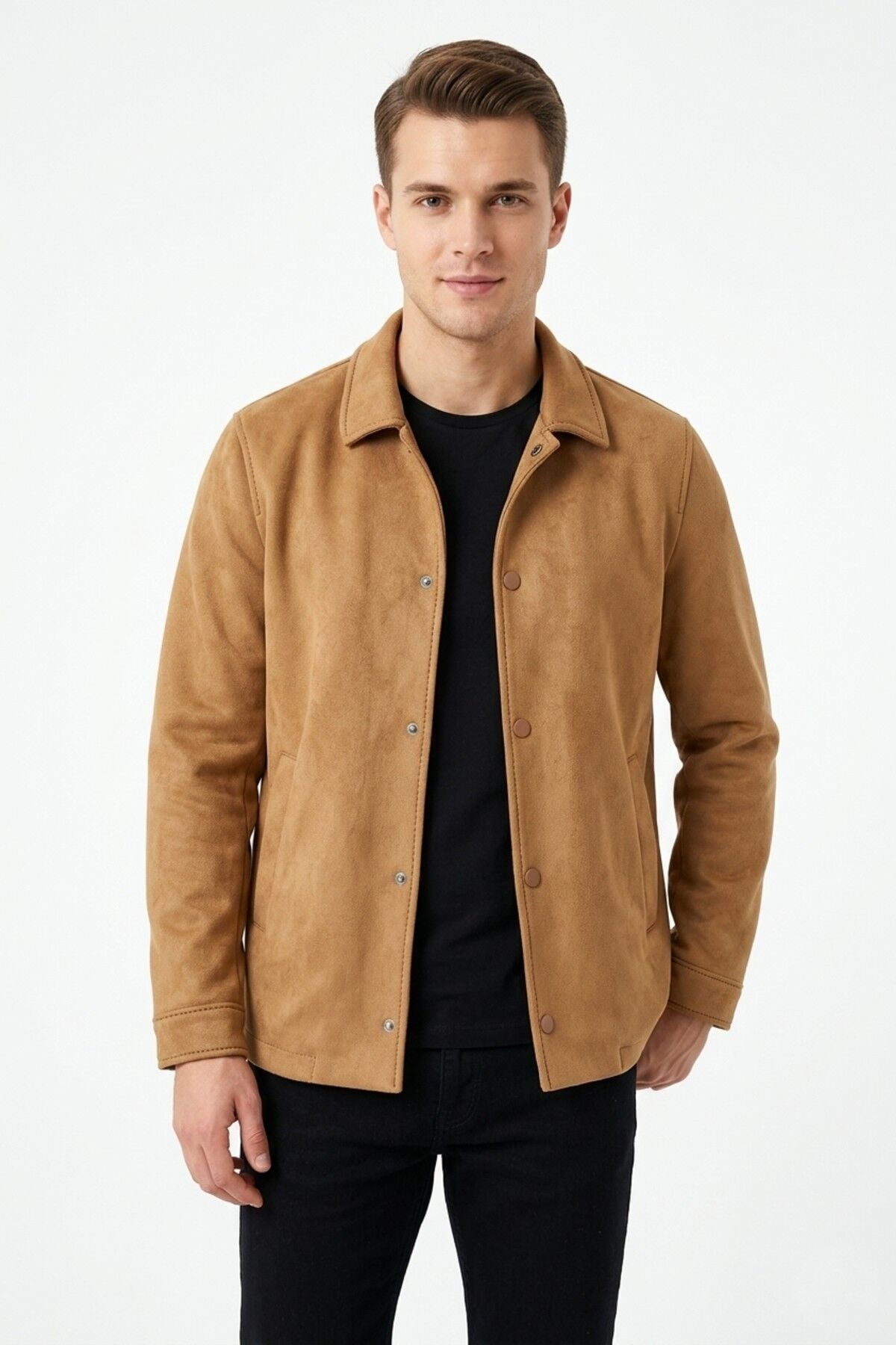 Erkek Siyah Regular Fit Mevsimlik Süet Spor Mont BGL-ST05436