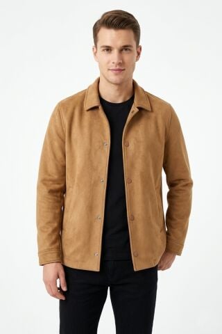 Erkek Siyah Regular Fit Mevsimlik Süet Spor Mont BGL-ST05436