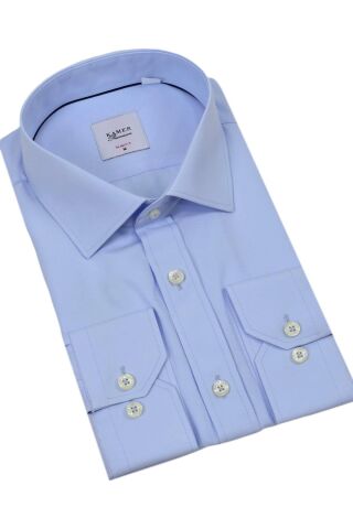 Erkek Slim Fitt Uzun Kol Kulplu Gömlek 2396 BGL-ST04379 SİYAH - XL