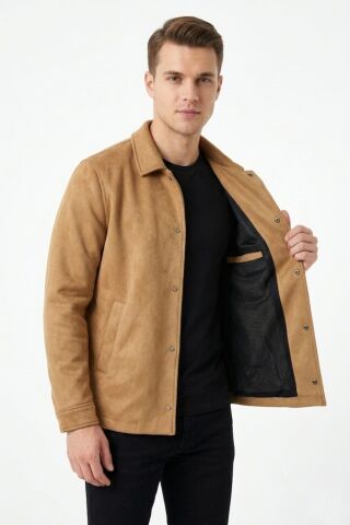 Erkek Siyah Regular Fit Mevsimlik Süet Spor Mont BGL-ST05436 CAMEL - XL