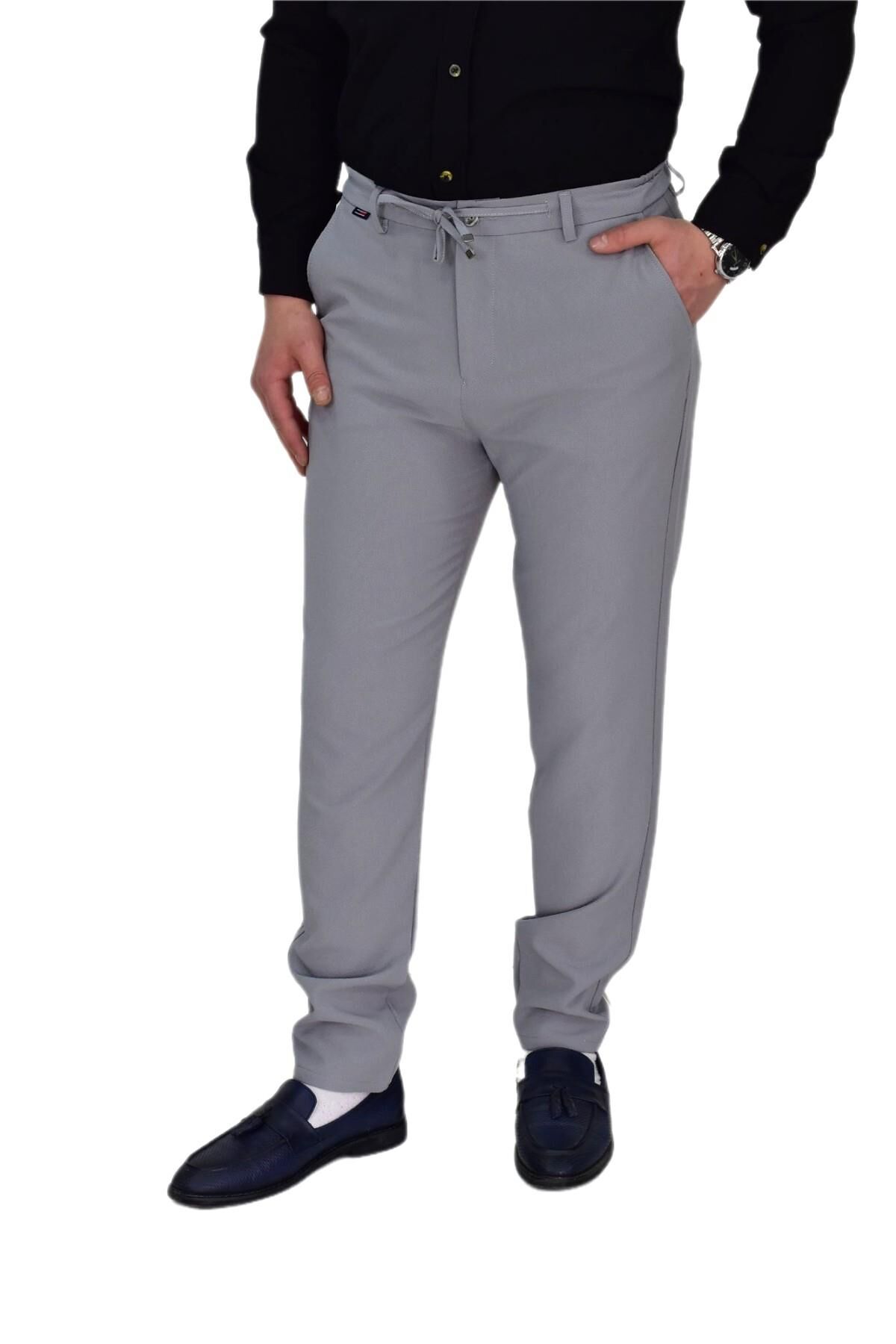 Erkek Beli Lastikli Jogger Pantolon Regular Fit BGL-ST04329 GRİ - 36