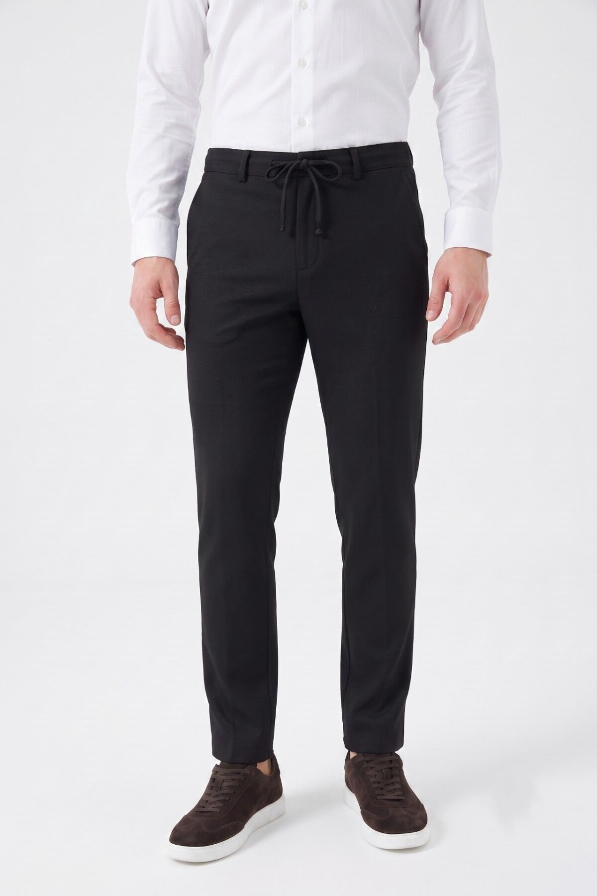 Erkek Regular Kalıp Jogger Pantolon Armürlü Kumaş BGL-ST05633 SİYAH - 42