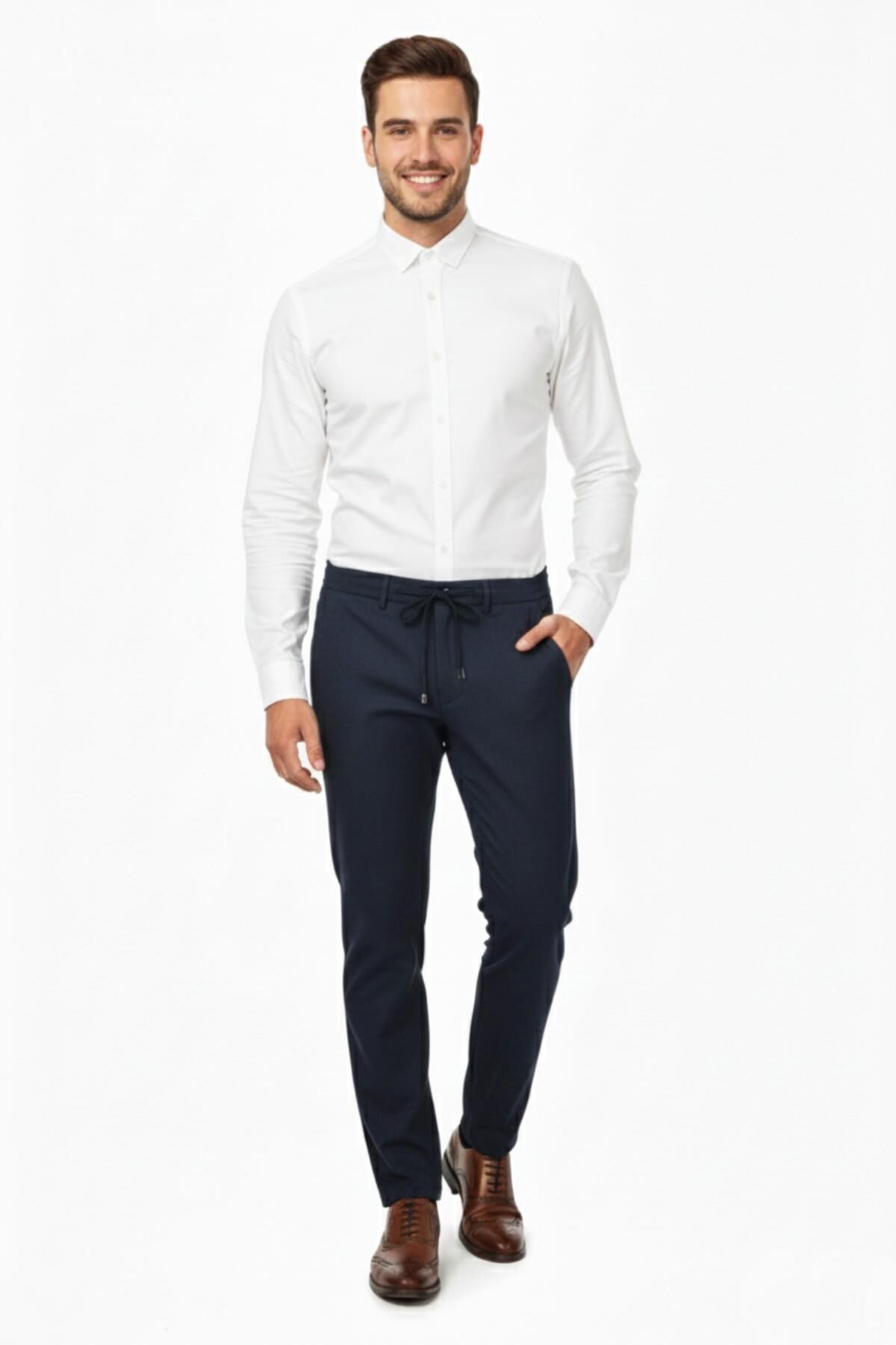 Erkek Kışlık Jogger Regular Fit Pantolon 1256 BGL-ST04973 LACİVERT - 32