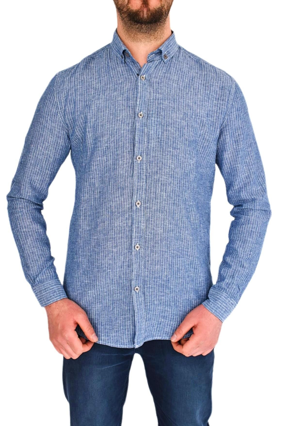 Erkek Spor Gömlek Silim Fit 9950 BGL-ST01842 LACİVERT - S