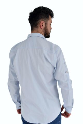 Erkek Büyük Beden Spor Gömlek Silim Fit 9716 BGL-ST02730 MAVİ - 4XL