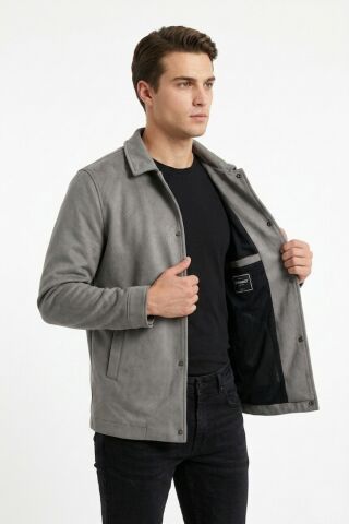 Erkek Siyah Regular Fit Mevsimlik Süet Spor Mont BGL-ST05436 FÜME - 2XL
