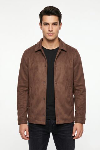Erkek Siyah Regular Fit Mevsimlik Süet Spor Mont BGL-ST05436 KAHVE - L