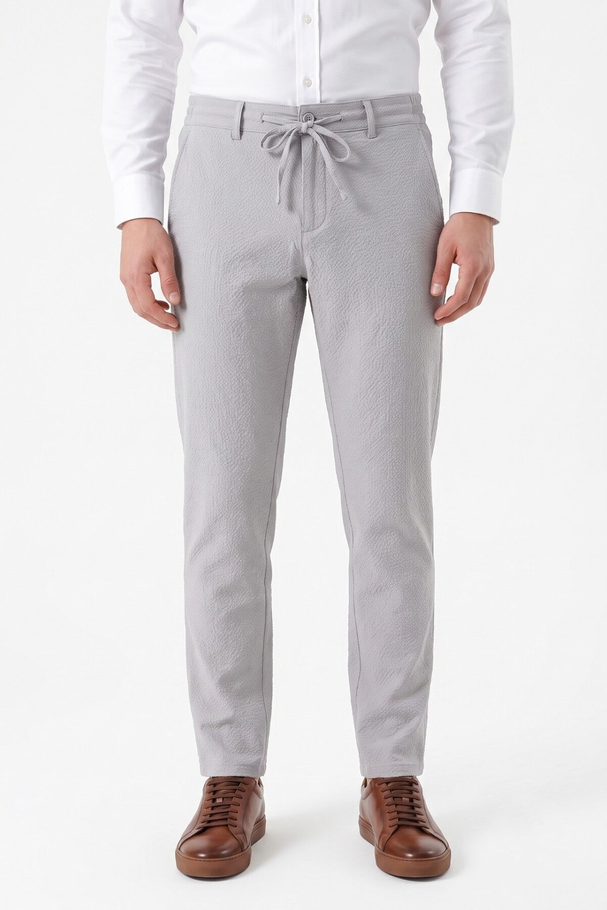 Erkek Regular Kalıp Jogger Pantolon Gofre Kumaş BGL-ST05632 A.GRİ - 42