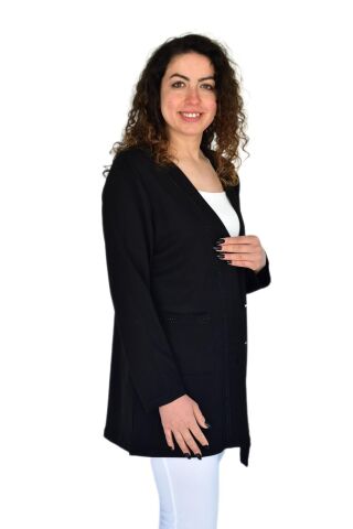 Kadın Anne Mevsimlik Düğmeli Cepli Hırka BGL-ST04313 MÜRDÜM - 50