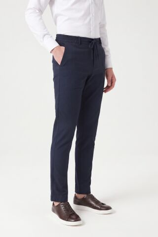 Erkek Regular Kalıp Jogger Pantolon Gofre Kumaş BGL-ST05632 LACİVERT - 38