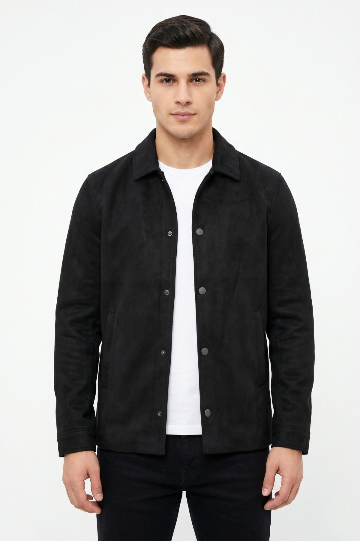 Erkek Siyah Regular Fit Mevsimlik Süet Spor Mont BGL-ST05436 SİYAH - L