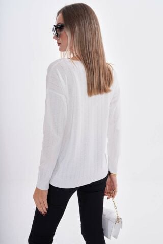 Kadın V Yaka Simli Kazak 12799 BGL-ST04107