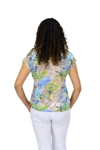 Kadın Kısa Kol Baskılı Bluz BGL-ST04690