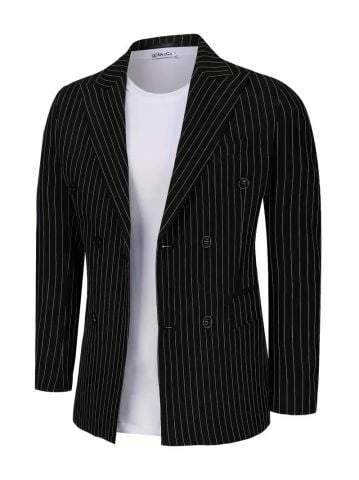 Erkek Kruvaze Silim Fitt Çizgili Takım Elbise BGL-ST04764