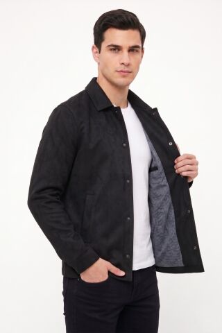 Erkek Siyah Regular Fit Mevsimlik Süet Spor Mont BGL-ST05436 SİYAH - 2XL