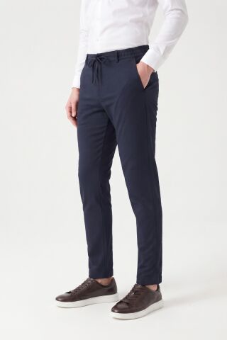 Erkek Regular Kalıp Jogger Pantolon Gofre Kumaş BGL-ST05632 LACİVERT - 48
