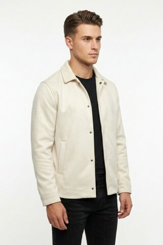Erkek Siyah Regular Fit Mevsimlik Süet Spor Mont BGL-ST05436 TAŞ - M