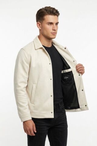 Erkek Siyah Regular Fit Mevsimlik Süet Spor Mont BGL-ST05436 TAŞ - M