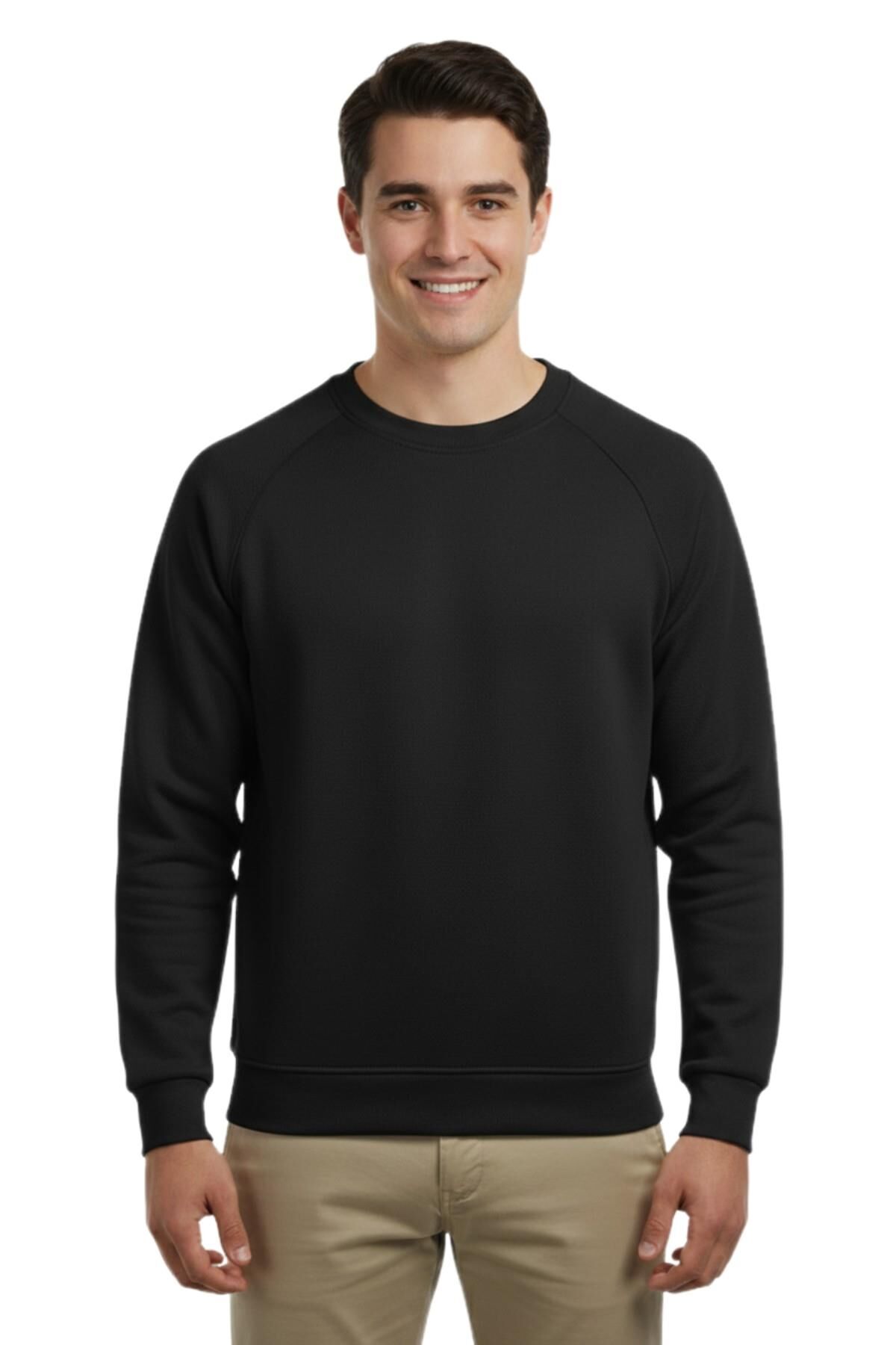 Erkek Spor Reklam Kol Sweatshirt Regular Fit BGL-ST04951 SİYAH - L