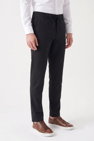 Erkek Regular Kalıp Jogger Pantolon Gofre Kumaş BGL-ST05632 SİYAH - 38
