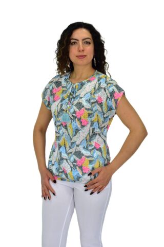 Kadın Kısa Kol Baskılı Bluz BGL-ST04704