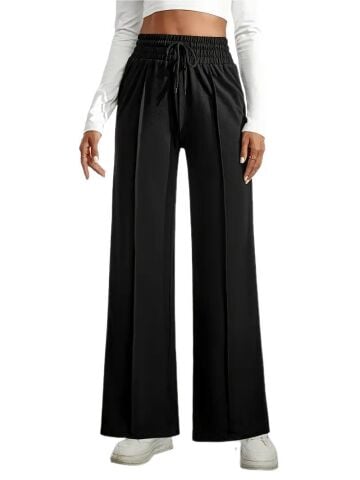 Kadın Siyah Bol Paçalı Çimalı Eşofman Altı BGL-ST04627