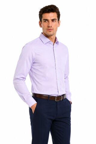 Erkek Klasik Uzun Kol Gömlek 3400 BGL-ST04400 LİLA - S