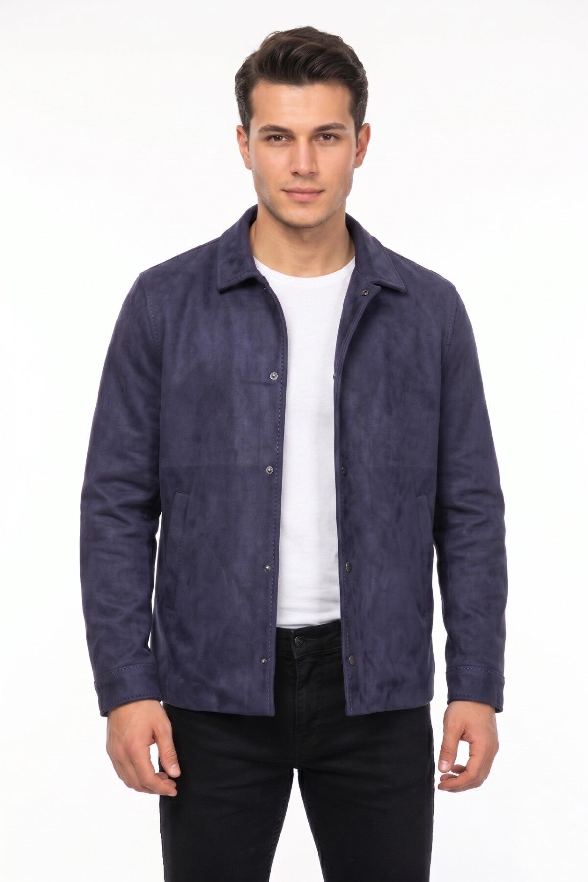 Erkek Siyah Regular Fit Mevsimlik Süet Spor Mont BGL-ST05436 LACİVERT - M