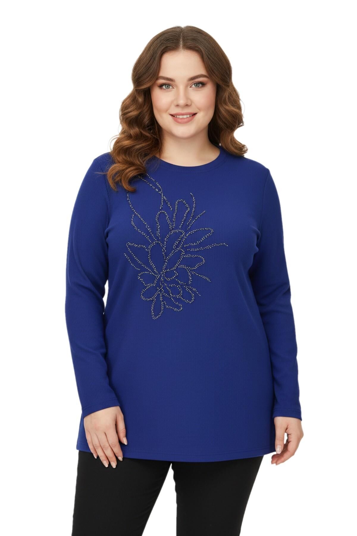 Kadın Önü Nakışlı Bluz BGL-ST05091 İNDİGO - 42