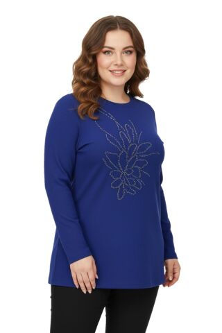 Kadın Önü Nakışlı Bluz BGL-ST05091 İNDİGO - 46