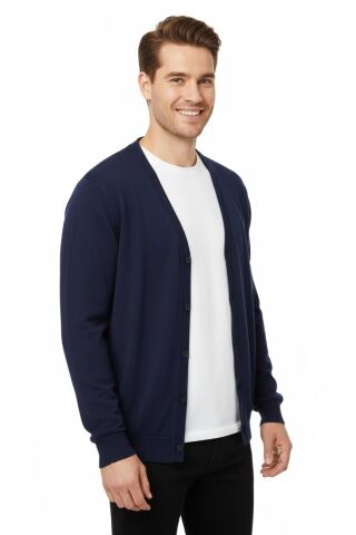 Erkek Spor Selanik Düğmeli Hırka Regular Kalıp BGL-ST04873 LACİVERT - L