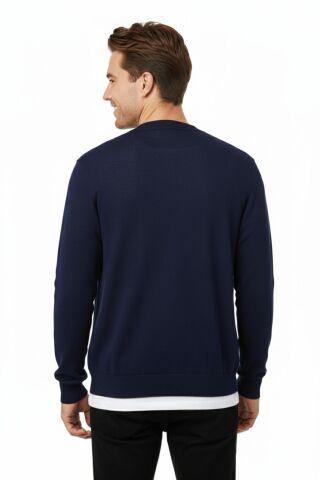 Erkek Spor Selanik Düğmeli Hırka Regular Kalıp BGL-ST04873 LACİVERT - L
