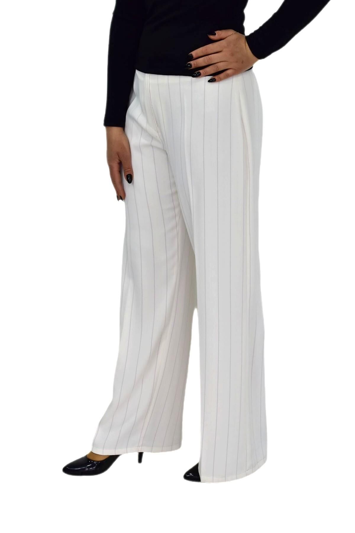 Kadın Kumaş Pantolon Korsaj Bel Klasik BGL-ST01364 EKRU - 46